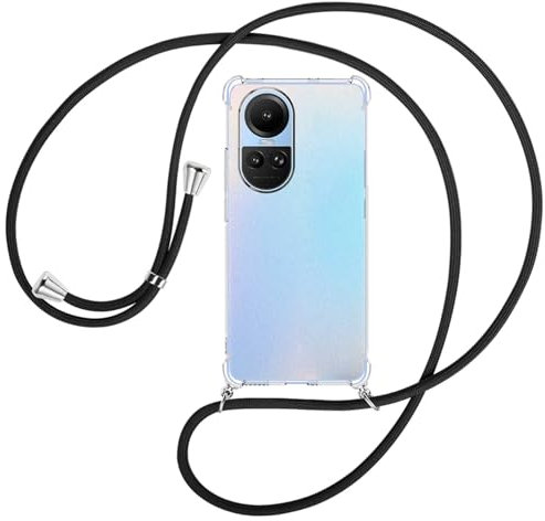 mtb more energy® Cadena para teléfono móvil compatible con Oppo Reno 10 5G, Reno10 Pro 5G – Negro – Funda para smartphone para colgar – Carcasa completa de TPU antigolpes