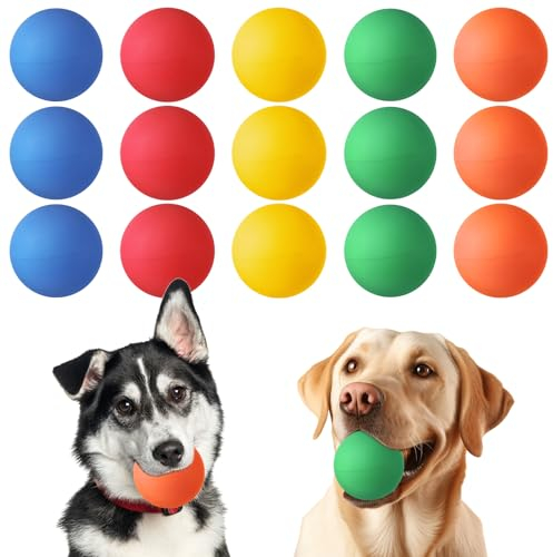 Hiboom Tennisbälle aus Naturkautschuk für Hunde, zum Apportiertraining, 6,1 cm, interaktiv, hohe Sprungkraft und schwimmfähiges Haustierspielzeug für Park, Strand, Geschenk, 15 Stück