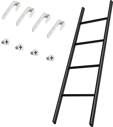 Metall-Etagenbettleiter für Wohnmobilbett, 130 cm hohe Trittleiter, Kinderzimmer/Bibliothek/Dachboden-Kletterleiter, Ersatz-Etagenleiter mit Beschlag (Farbe: Schwarz)