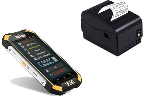 Mobiles MINI-Kassensystem für die Gastronomie: mobiles 5,5 Bestellterminal mit Stoßschutz mit Bondrucker, Gastro-Kasse, Restaurant-Kasse, Kellner-Kasse