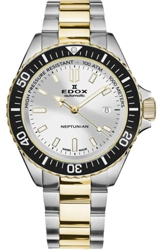 Edox Analoge Herrenuhr Quarz mit Edelstahlarmband Mid-39650, bunt