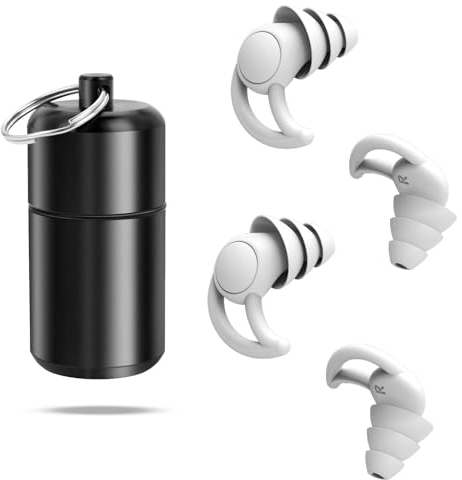 Ohrstöpsel zum Schlafen 2 Paar Silikon Gehörschutz Ohrstöpsel, Wiederverwendbar, Gehörschutzstöpsel 20dB-32dB zum Lärm Reduktion, Seitenschläfer, Schnarchen, Reisen, Arbeiten, mit Alubehälter