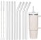 Glass Straws 31 cm Long for Stanley Adventure Quencher Travel Mug 40 oz, Pack of 8 Replacement Straws and 2 Cleaning Brushes (8 Pieces Clear (4 Straight + 4 Bent))