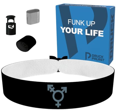 Transgender Symbol schwarz Stoffarmband - Wasserfestes Satinarmband - LGBTQ+ Armband - Armband für Toleranz und Akzeptanz - Handgefertigtes Unisex Armband - Statement Armband für Vielfalt