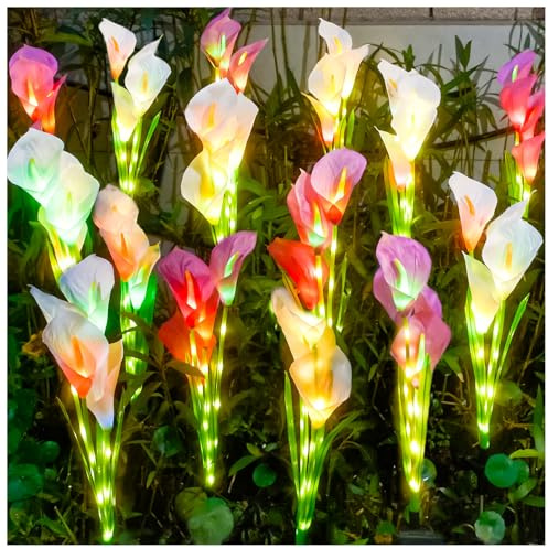 DooYard Solar Calla-Lilien Gartenstecker 4 Stück, Farbwechselnd