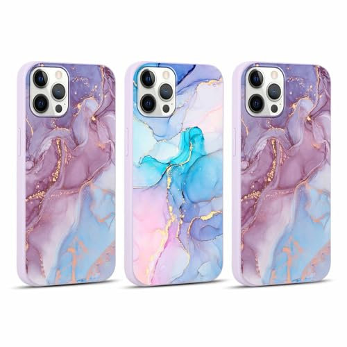 Foonary 3 Stück Hülle für Apple iPhone 14 Pro Max 6,7, Handyhülle mit Muster Mädchen Aesthetic Marmor Muster Motiv Design Case, Silikon Schutzhülle Cover für iPhone 14 Pro Max, Marmor 01