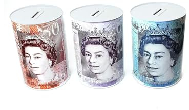 Bargain House Money Tin - Cash Savings Container for Gifting to Friends, Family, Kids - Random £20 or £50 Tin (Pack of 2)
