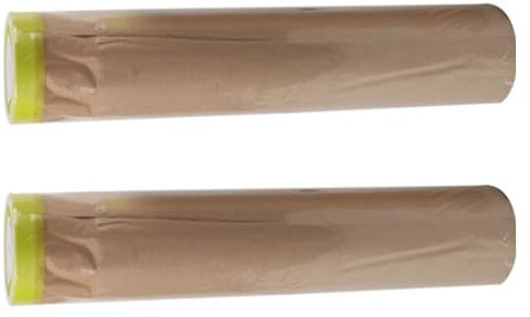 Lot de 2 rouleaux de film de masquage pré-collés en papier kraft pour pulvérisation automobile, peinture de maison, 45 cm x 12 m