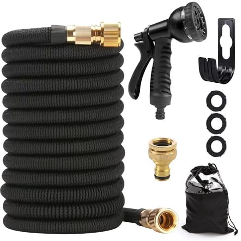 IXYHKB Tuyau darrosage Extensible 15M/50FT, Tuyau darrosage Flexible avec 8 Modes de Pulvérisation, Tuyau Arrosage Extensible, Tuyaux d Arrosages pour Jardin, Lavage de Voiture, Irrigation