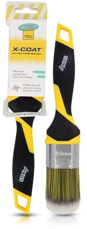 Axus Decor X-Coat Extra Firm Paint Brush - Durable, Rapid Application Of Coatings Tool, Slip-Resistant Rubber Handle & Secure Grip, Rust-Resistant Pinless Ferrule, Stainless Steel, Yellow Series, 45mm