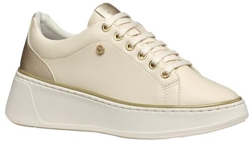 Geox Women's D SUNNETTY A Sneaker, Papyrus/Lt Gold, 7 UK