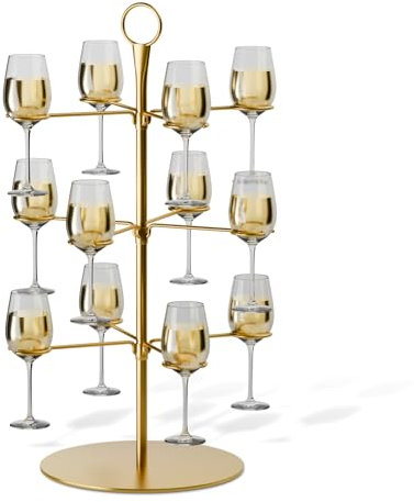 CLOPAE Drinks Tower, Removable Champagne Tower, 3 Levels, 12 Glasses, Aperol Tower, Metal Cocktail Tree Stand for Parties, Weddings, Pubs, Family Celebrations