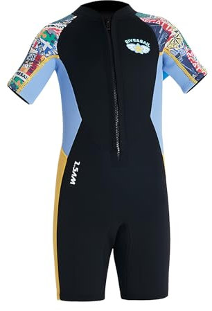 Traje de Baño de Buceo Corto Traje de Neopreno Corto para Niños Niñas, 2.5mm Shorty Wetsuit Niños Traje Corto Junior para Buceo, Traje de Buceo Térmico Unisex para Nadar Practicar Snorkel Surf (XL)