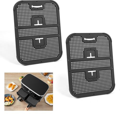 Air Fryer Splatter Screen, 2 Hot Air Fryer Liners Accessories, Compatible with Ninja Foodi MAX Dual Hot Air Fryer AF400UK/AF451UK, Splatter Screen Protects Air Fryer Heating Coil and Fan, Reusable