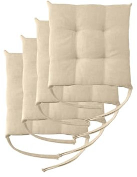 Il Tuo Artigiano Design 4 Stuhlkissen im Set, 40 x 40 cm 6 cm dick, Polsterung aus Schaumstoff und weichem Acryl, Sitzkissen Stuhl 4er Set, Stuhlkissen Outdoor 40x40 (4, Elfenbein)