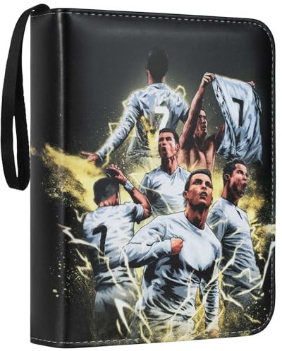 Sammelalbum für Fußball Karten Album, Trainer Sammelkartenalben, Karten Halter für Fußball, Ordner Buch kompatibel mit Fußball, 400 Karten Kapazität Fußball, Gelb