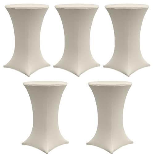 TRUTZHOLM 5X Stehtischhusse Stretch 70 cm beige Tischdecke Husse Bistrotisch Partytisch