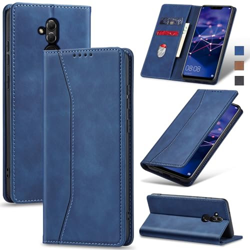 Jasonyu Handyhülle für Huawei Mate 20 Lite Hülle Leder Flip Klappbare Stoßfeste Magnetische Premium PU Leder Standfunktion Kartenfächern Schutzhülle Klapphülle für Mate 20 Lite,Blau