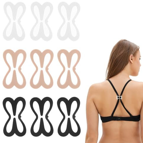 ZPLASK 9Pcs Racer Back Bra Clip, Non Slip Cross Bra Clips for Racer Back, Converter Hide Control Bra Clips for Full Cup Size, Bra Strap Clips Racer Back Accessory for Women’s Undergarment
