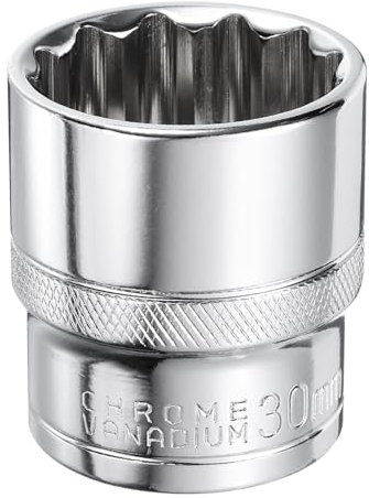 QUARKZMAN Douille 12 Pans 1/2 Entraînement 30 mm Profonde en Acier 45# Métrique Douilles Peu Profondes Polies Chromées Carré à Outils à Main de Mécanicien pour Réparation de Voitures