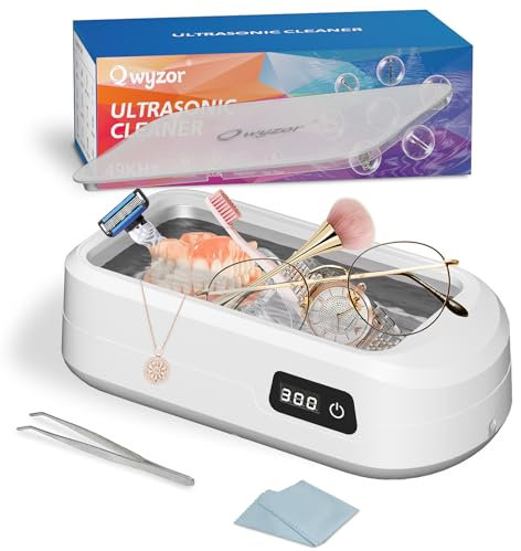 Ultraschallreinigungsgerät, 49000Hz 640ml Brillenreinigungsgerät Mit 4 Modi, 40W Ultraschallreiniger, Ultraschall Reinigungsgerät für Brille Schmuck Uhren Zahnersatz, Mit Pinzette und Reinigungstuch