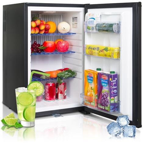 Techomey 50L 12V Fridge for Campervan, 12 Volt Fridge with Reversible Door, Lock & Key, Ideal for Camping, Van, Caravan, 0-10℃, Black