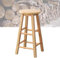 TONG TONG Barhocker aus Massivholz mit rundem Sitz, 45,7 cm, 50,8 cm, 61 cm, 71,1 cm, 81,3 cm, Naturholz, Küchentheke, Barhocker (60cm(24inch))
