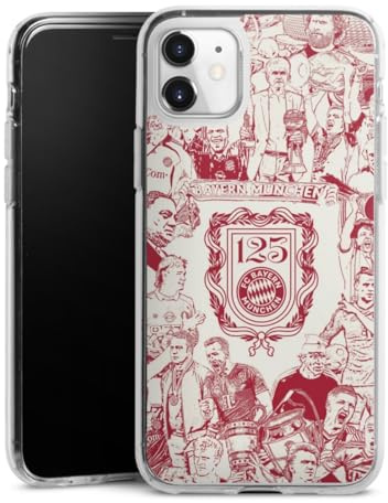 Silikon Hülle kompatibel mit Apple iPhone 11 Case transparent Handyhülle FCB 125 Jahre FC Bayern München Offizielles Lizenzprodukt