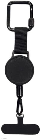 Mwkbbn Cordon antivol pour téléphone portable, cordon rétractable, mousqueton sécurisé, attache facile, design léger, 20 cm, pour randonnée, cyclisme, escalade, Noir , Refer to description