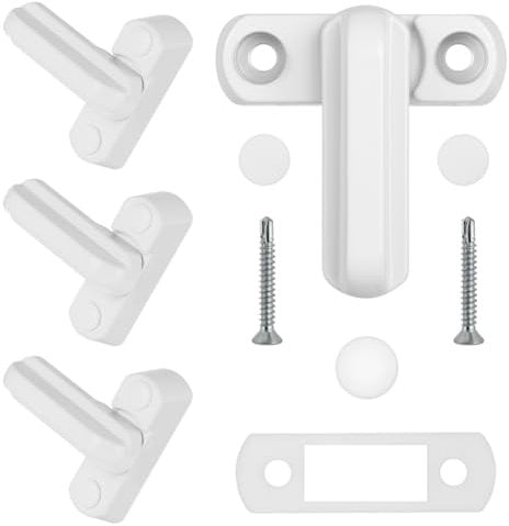 Flintronic Fenstersicherung, 4 Stück Fensterschloss, Fensterriegel, Einbruchschutz Zusatzverriegelung, Schwenkriegel, Kindersicherung für UPVC PVC Fenster Tür Balkon