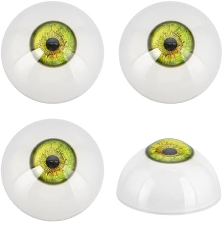 PH PandaHall 4pcs Scary Eyeballs 32mm Realistische Augen Acryl-Craft-Augen Halbrunde menschliche Augen Große Augäpfel für Party Dekoration Kunst Skulpturen Requisiten Puppen Schmuck machen, grün gelb