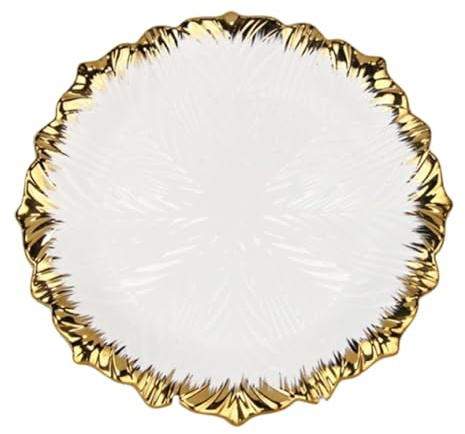 MERIGLARE Ceramic Charger Plate with Gold Edge for Holiday Gatherings And Main Dishes, 10 inch