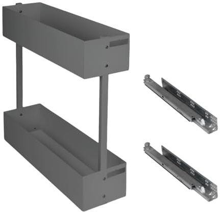 woplus Schrankauszug Küche mit Softclose 150mm ausführung Rechts | Auszug Küchenschrank - 2 Etage | Unterschrankauszug Anthrazit | Apothekerschrank Auszug | Küchenschrank Organizer Ausziehbar