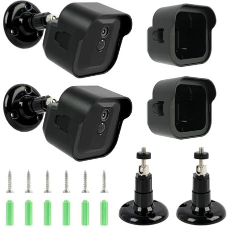 Unillea 2Pcs Black Plastic & Metal Wall Mount Camera Enclosure, Compatible with Blink Camera System, 360° Adjustable, Waterproof, Indoor & Outdoor Use