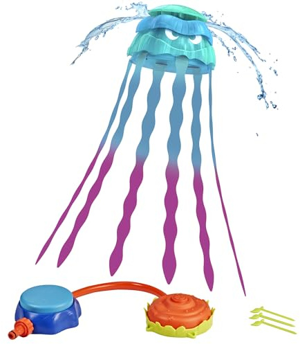 Nerf Super Soaker Stomp & Soak Water Toy| Jellyfish Launches Into the Air & Sprays Water | Attaches to Garden Hose | Kids Outdoor Sprinkler Toys & Gifts | Ages 4+, Yellow