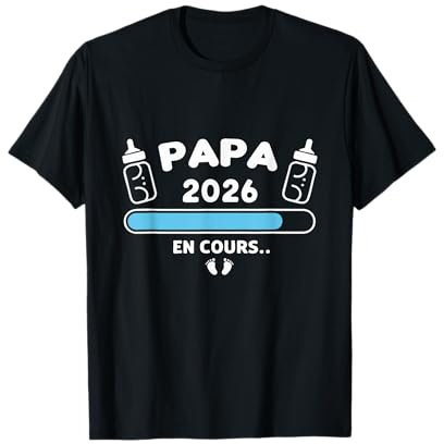 Papa en Cours 2026 Annonce Grossesse Cadeau pour Futur Père T-Shirt