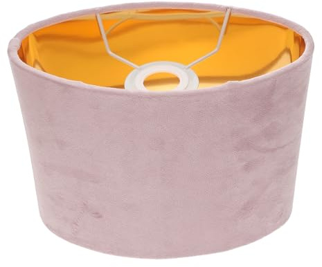Yardenfun Abat-Jour Ovale en Tissu Culot E27 Intérieur Velours Doré Extérieur Rose Poudré Petit Format pour Lampe de Table Décoration Maison et Bureau