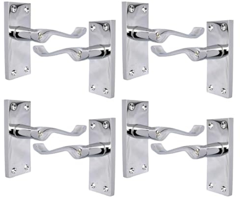 Haven Heritage Victorian Scroll Lever Door Handles on Plate – Classic Traditional Interior Handles – Lock & Bathroom Variants – Multiple Pack Sizes (4 Pairs)