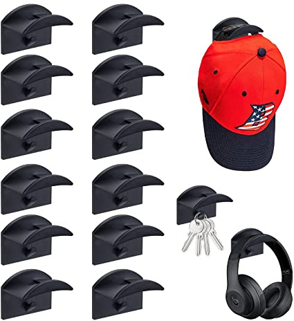 Songella Ganci per Cappelli da Parete Senza Perforazione 12 Pezzi Ganci Appendi Cappello per Berretti da Baseball Organizzatore di Cappelli per Porta Armadio Camera da Letto