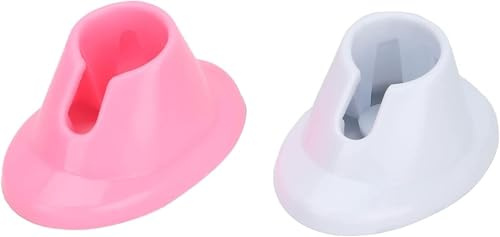 Elzhan 2Pcs Pink and White Soft Rubber Nail Polish Bottle Holder Nail Polish Stand Anti-Spill Nail Art Organizer Display Manicure Tools Nail Polishs for Nail Art Salon Design