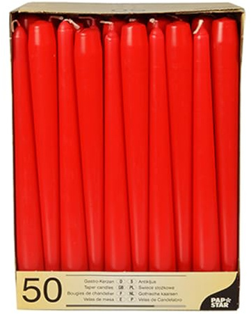 PAPSTAR 100 Leuchterkerzen Ø 2,2 cm · 25 cm rot