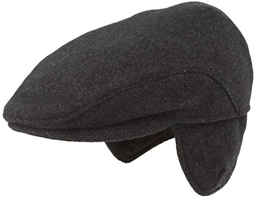 Breiter Herren Schiebermütze mit Ohrenklappen Flatcap Schirmmütze aus Wolle, Wasserabweisend, Knatschbar, Hautfreundlich Blau