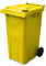 240 Litre Wheelie Bin - Yellow (Standard Household Size) Typically Used For Chemical Waste - EN 840 standard, 590 (w) x 760 (d) x 1190 (h) mm