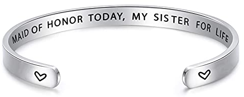 LParkin, Armband Für Frauen Rostfreier Stahl, Beschriftung auf der Innenseite: My Maid Of Honor Today, My Sister For Life“, Freundschaft Armband, Personalisierte Geschenke