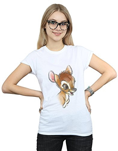 Disney Damen Bambi Drawing T-Shirt Weiß Medium