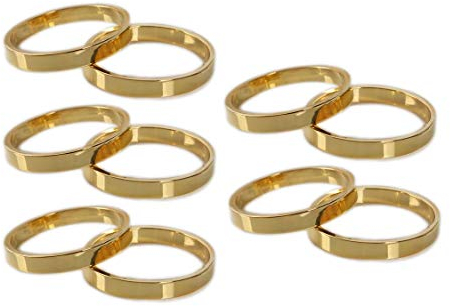 Yalulu 10 Stück Serviettenringe Set, Gold Edelstahl Serviettenhalter für Hochzeit Geburtstag Weihnachten Taufe Kommunion Dekoration