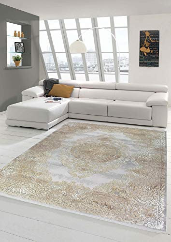 Merinos Hochwertiger Orientteppich mit klassischen Ornamenten in Beige Größe 80 x 300 cm
