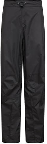 Mountain Warehouse Spray Womens Short Waterproof Over Trousers - Mesh Lined Ladies Over Pants, Taped Seams, Half Zip, Walking Rain Pants - for Spring Summer,Travelling, Hiking Black Women's Size 4