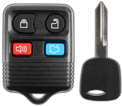 KeylessOption Funkschlüssel für schlüssellosen Zugang, ungeschnitten, Auto-Zündschlüssel für Ford Mustang Exkursion Expedition Explorer Stier Lincoln Navigator Stadtauto