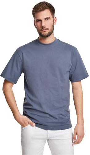 URBAN CLASSICS Men's Basic Crew Neck Tall Tee, Oversized Short Sleeves T-Shirt with Dropped Shoulders, 100% Jersey Cotton, in vintageblue, XXL